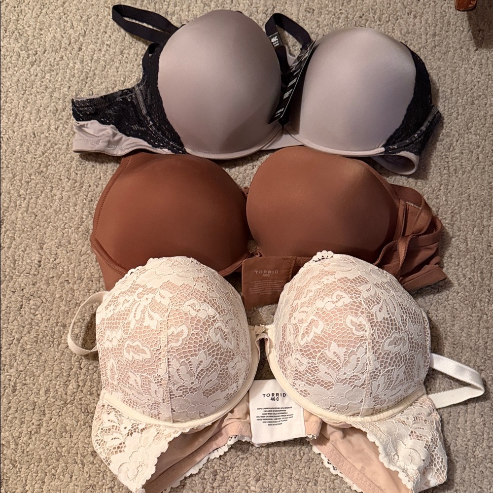 Lace and Smooth Women's Bra Set - Cream, Brown, light purple- Torrid curve